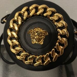 Versace Round mini bag with gold plated chains/madusa